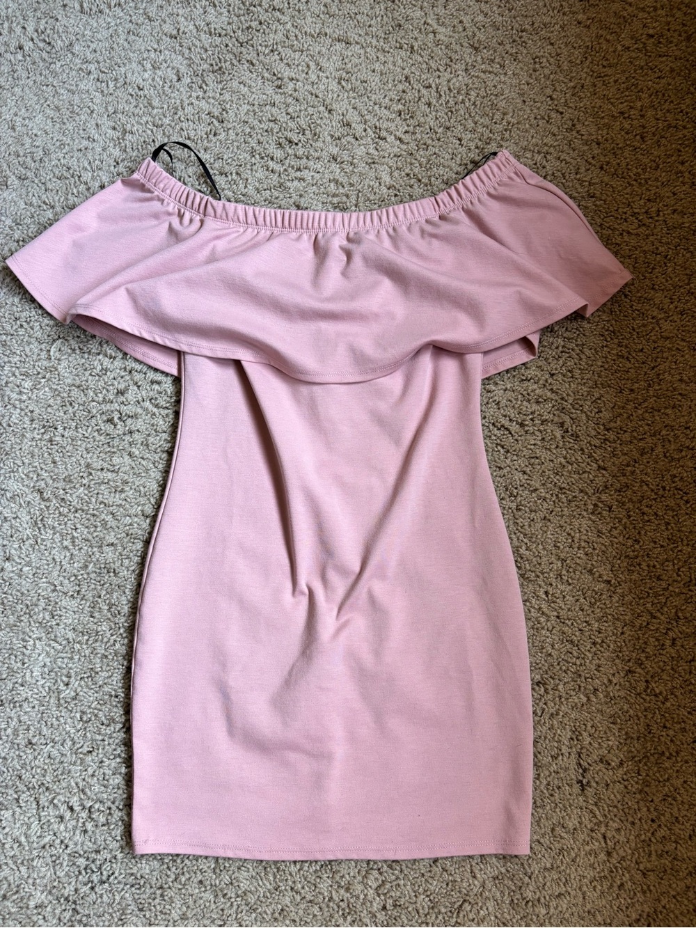 Forever 21 Blush Pink Off the Shoulder Ruffle Bodycon Dress